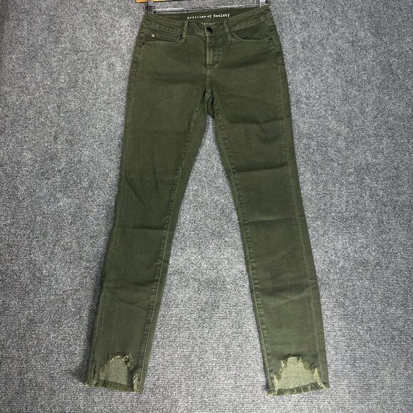 Articles of Society Jeans Womens 26 Skinny Green Cotton Stretch Step Hem Folsom - Picture 1 of 10